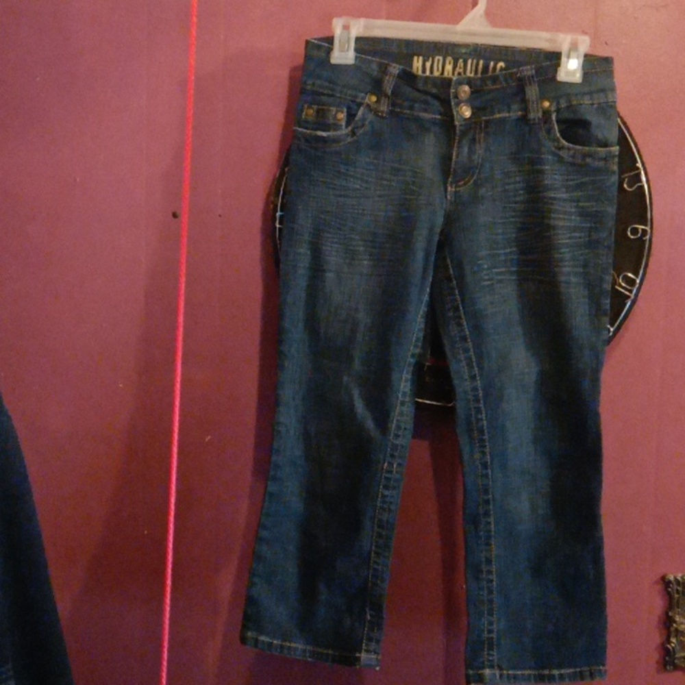 Hydraulic Denim Capris women jr sz5/6 5 pocket vintage y2k pac sun embroidered